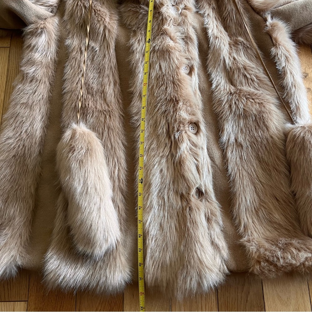 Malene Birger Kaliies Faux Fur Brown Coat Button Front Closure Tassels Sz Large - Picture 8 of 13